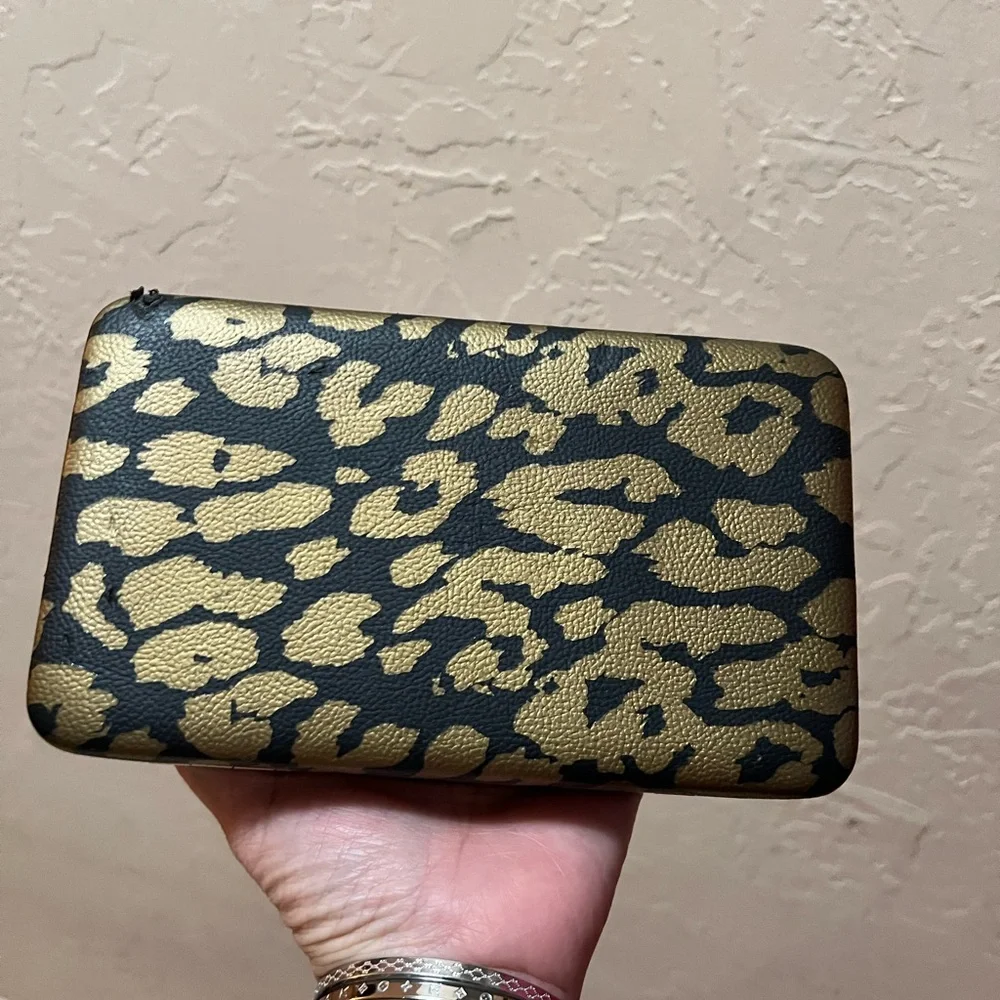 Leopard Print and Shiny Black Wallet/Clutch Set